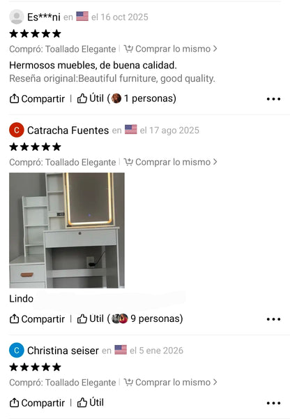 Tocador Moderno con Luz LED – Elegancia, Orden y Funcionalidad