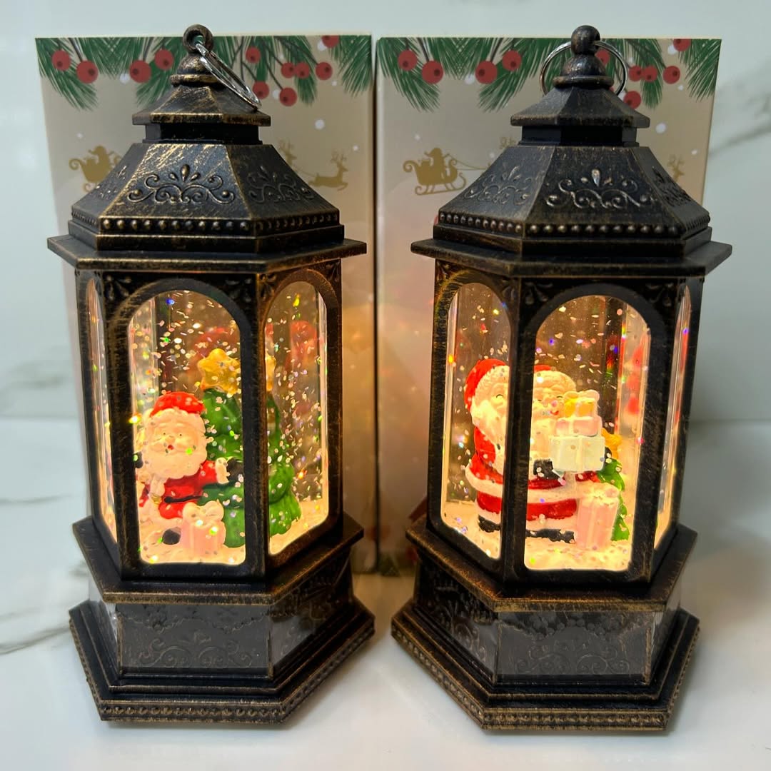 Farol Colgante Navideño con luz y nieve