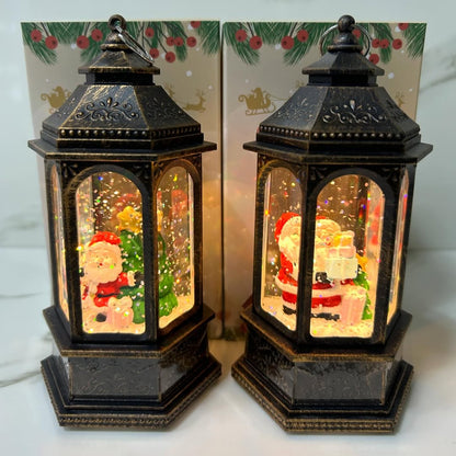 Farol Colgante Navideño con luz y nieve