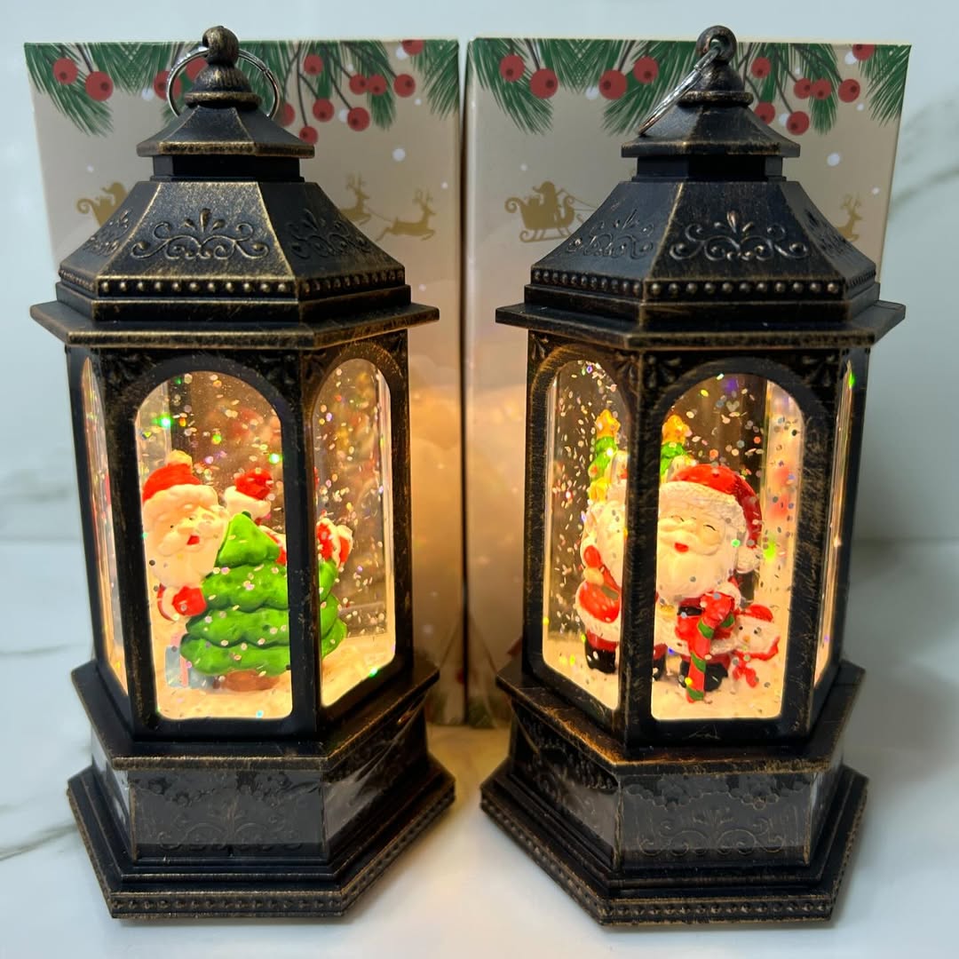 Farol Colgante Navideño con luz y nieve