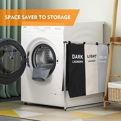 Cesta Plegable de Ropa Sucia con 3 Compartimentos – DARK / LIGHT / COLOR