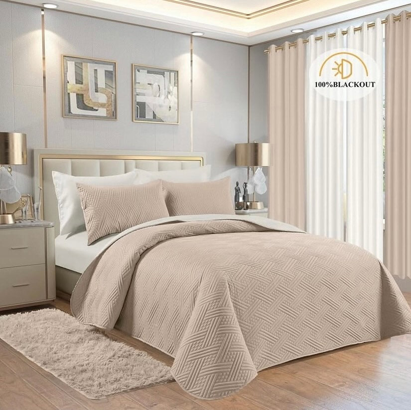 Juego de Cama 12 Piezas con Cortinas BLACKOUT – King/Queen