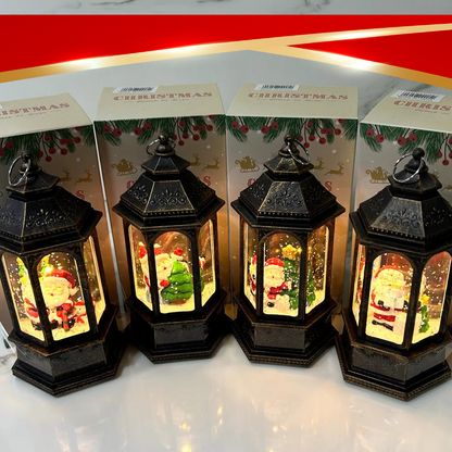 Farol Colgante Navideño con luz y nieve