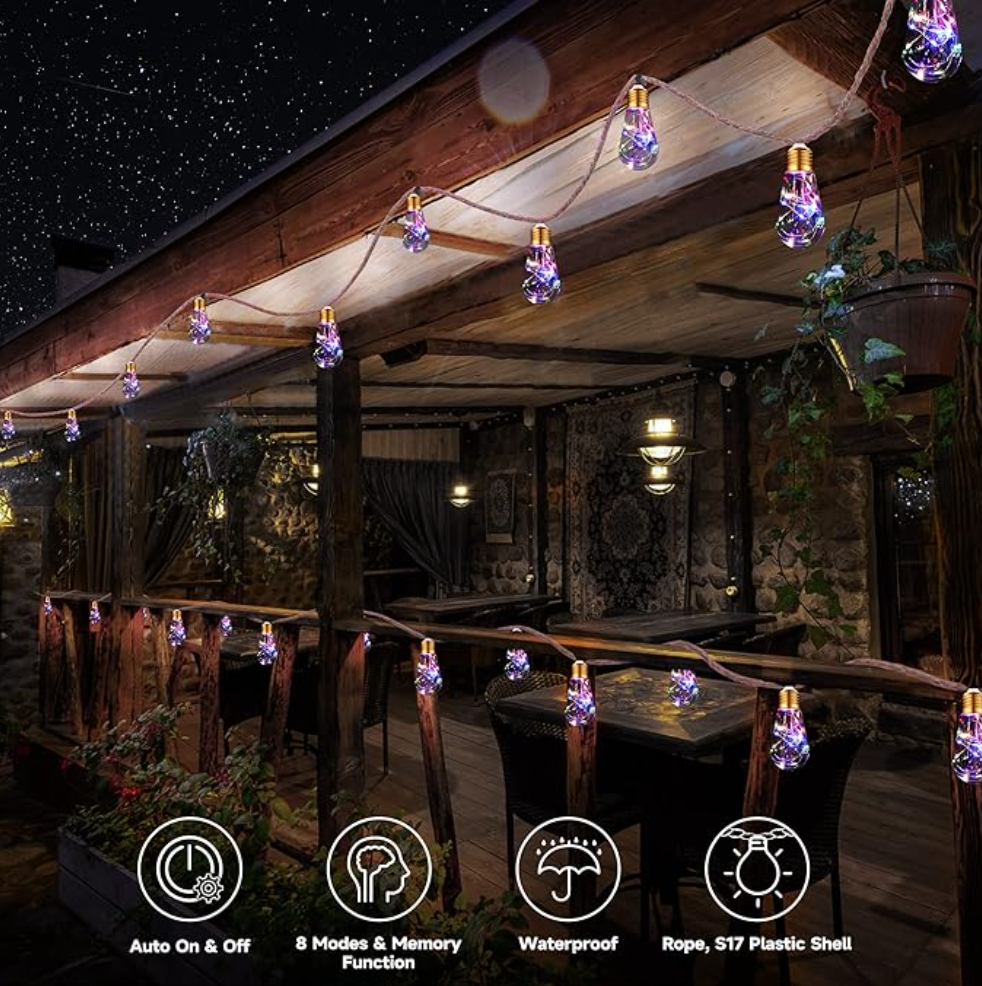 Guirnalda LED SOLAR Tipo Bombillo 8m – Decoración Navideña y Exterior