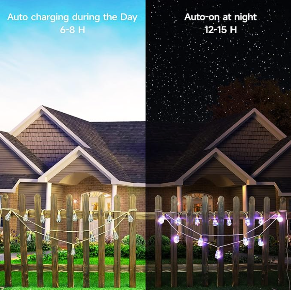 Guirnalda LED SOLAR Tipo Bombillo 8m – Decoración Navideña y Exterior