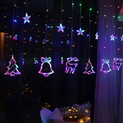 Luces led navidad - Reno, estrellas y campana