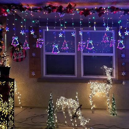 Luces led navidad - Reno, estrellas y campana
