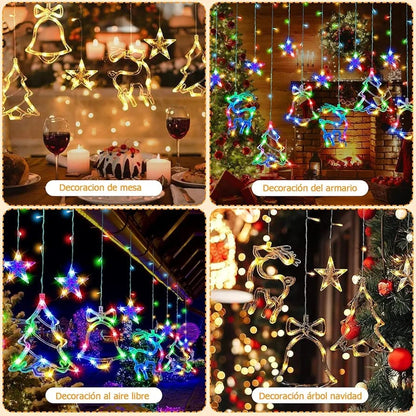 Luces led navidad - Reno, estrellas y campana