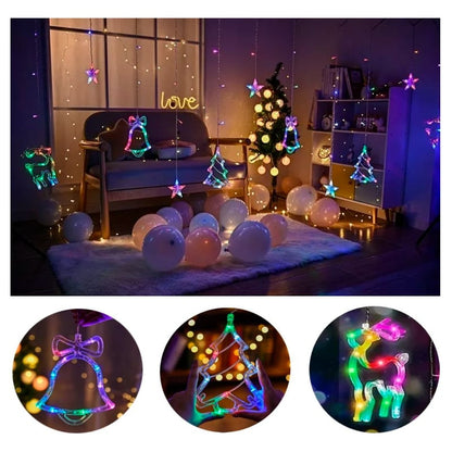 Luces led navidad - Reno, estrellas y campana