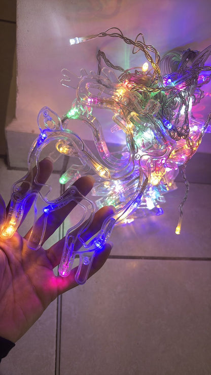 Luces led navidad - Reno, estrellas y campana