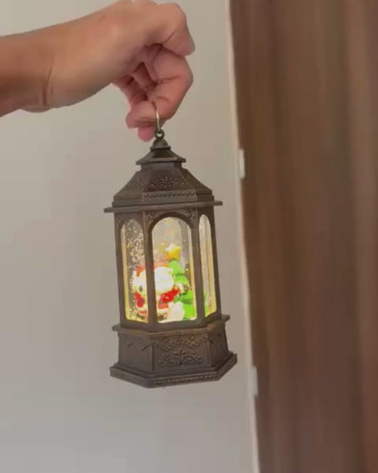 Farol Colgante Navideño con luz y nieve