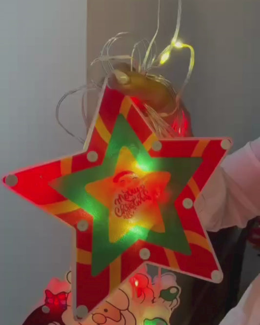 Luces papa noel y estrellas