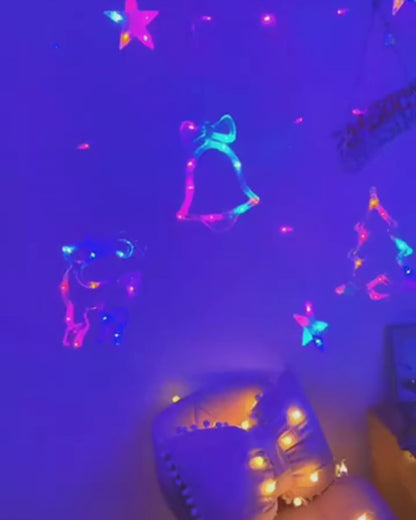 Luces led navidad - Reno, estrellas y campana